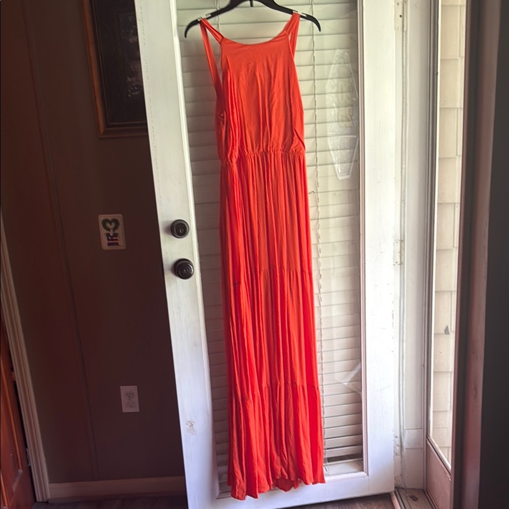 New York & Company Orange Maxi Dress
